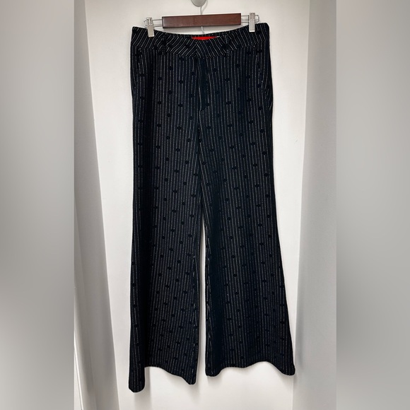 Anthropologie Cartonnier Jacquard Stripe Dot Wide Leg Pants size 8/28, like new. - Picture 4 of 14